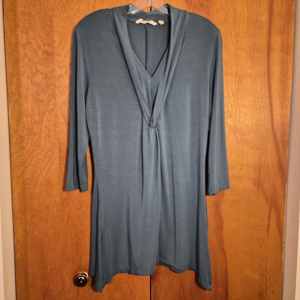 Soft Surroundings Seafoam Blue Gathered Front Tunic Top Size Petite Medium